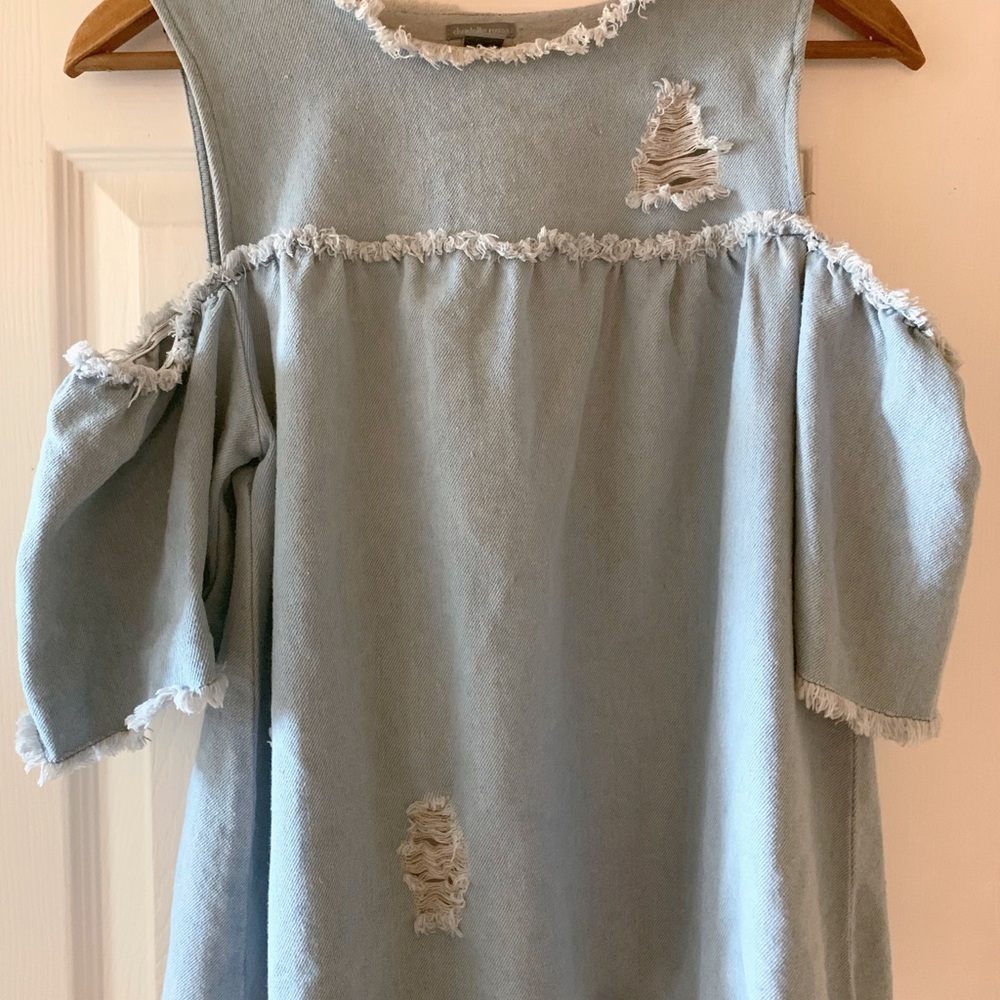 Brand-New Denim Cold-Shoulder Top